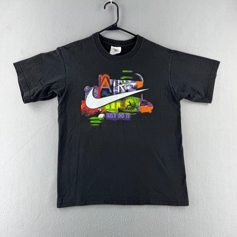 Vintage Nike Shirt Youth XL (Fits Mens Small) Black Graphic Tee 90s Made in USA